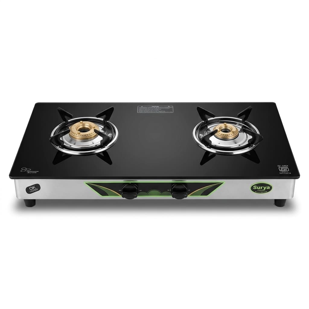 Surya 2 Burner Toughened Glass Stove